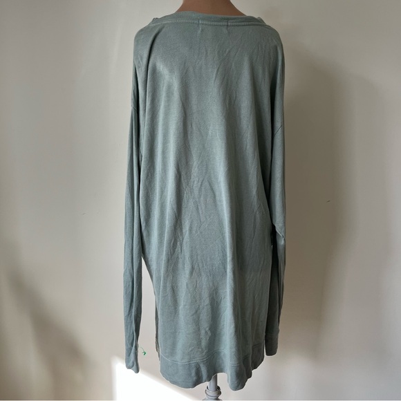 Wildfox Scoop Neck Oversized Long Sleeve Blue Green Terry Knit Sweater Jumper M - Picture 3 of 7